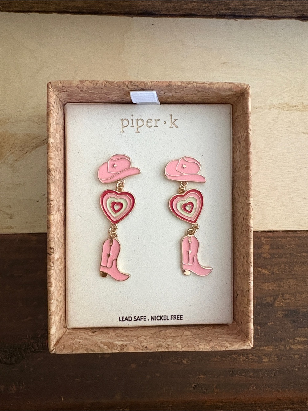 Piper Pink Cowgirl Heart & Boot Dangle Earrings
